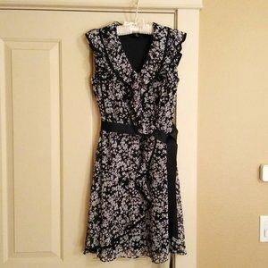 Fun ruffles - faux wrap dress petite sz 8